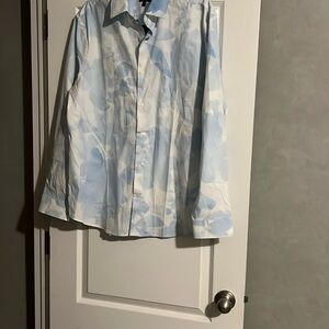 Express Men's Blue Floral Shirt